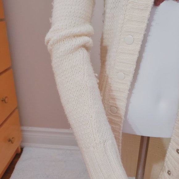 H&M Mid Length Ribbed Knit Cardigan- Wool Blend in Cream- Size 4 - Picture 7 of 13